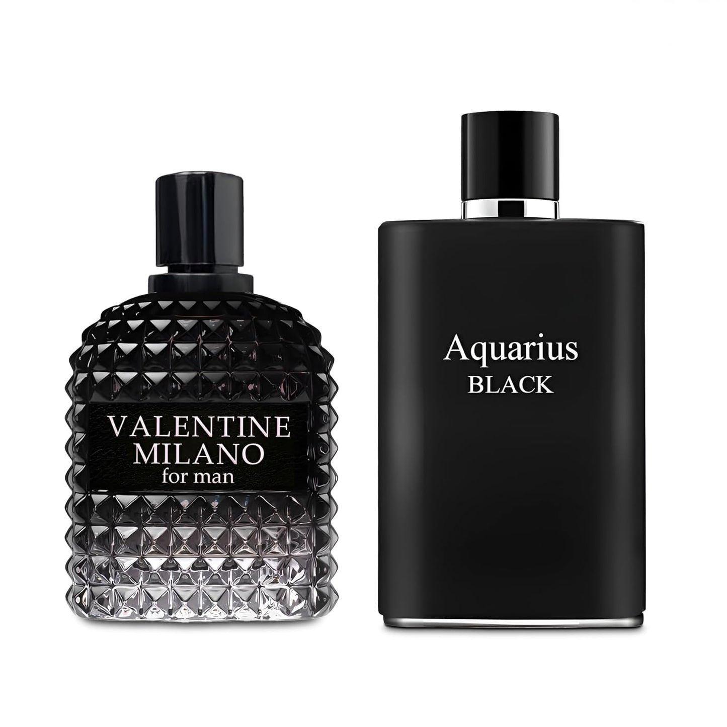 2PCS Valentine Milano/Aquari Black Eau De Toilette for Men-Fresh,Romantic Scent Perfume for Men 3.4 Fl Oz Each Mens Cologne For All Skin Daily Used