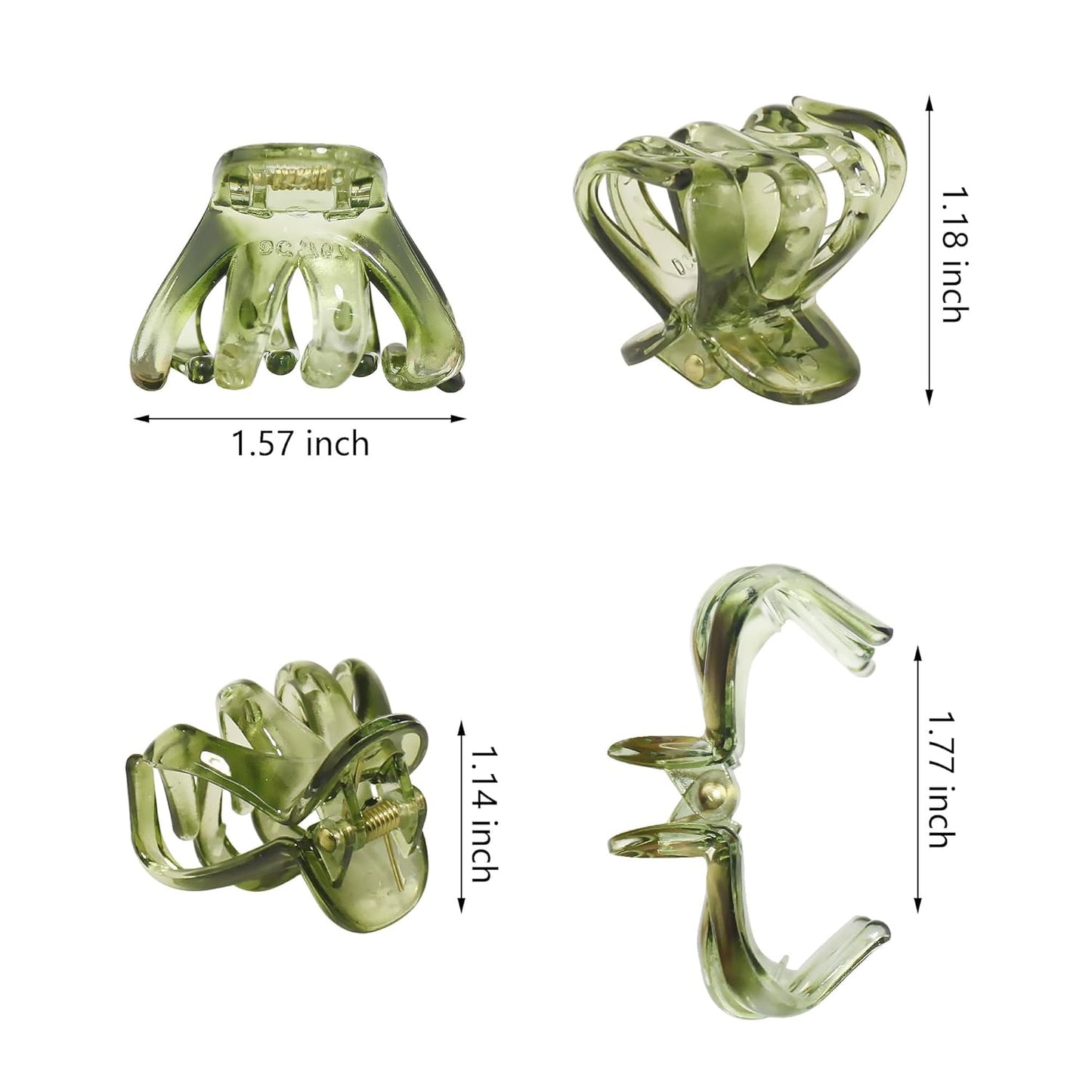 4cm Octopus Claw Clips for Clamp Half-up, 9 Pcs Colorful Small to Medium Hair Clips for Women and Girls Thick Cruly Hair, Non-slip, Durable, Hair Styling Accessories.(Transparent Color)