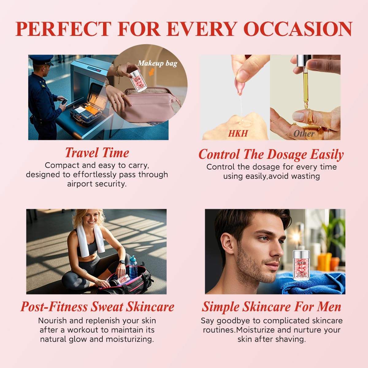 HKH Retinol Serum for Face: 48 Capsules Vitamin A Anti-Aging Wrinkle Night Serum - Vitamin E Collagen Oil for Women - Daily Deep Skin Care for Fine Lines Smooths Hydrates Brightening - 0.58 Oz