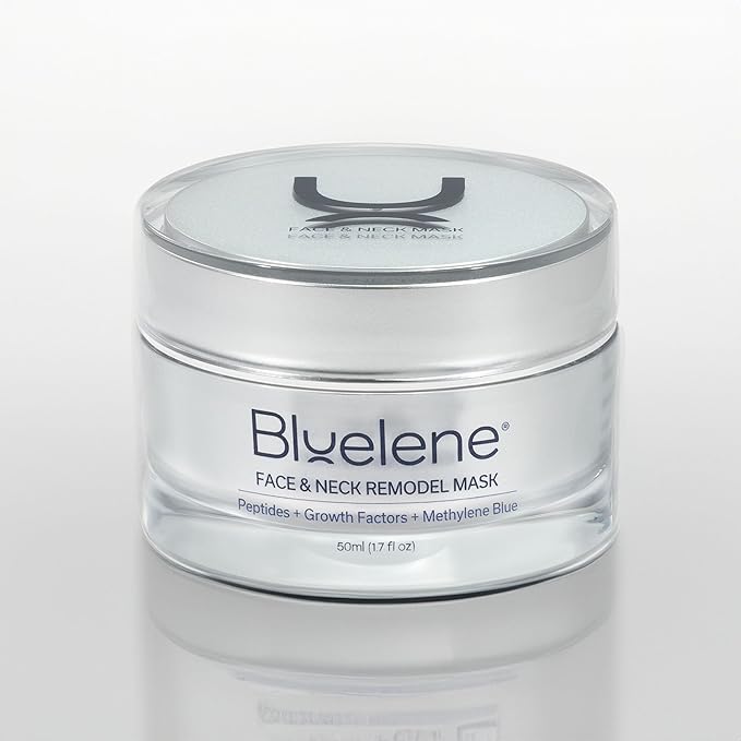 Face and Neck Remodel Mask with Methylene Blue, Growth Factors, Advanced Peptides, Niacinamide, Cork Oak, Linseed, and Edelweiss (50ML). Suitable for Sensitive Skin.