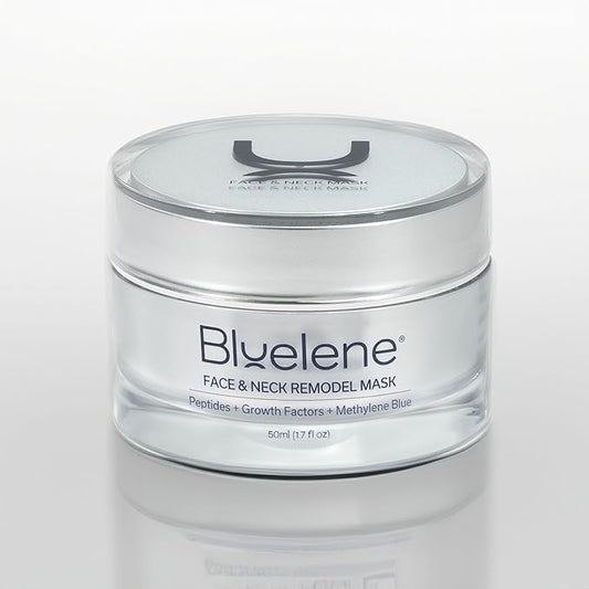 Face and Neck Remodel Mask with Methylene Blue, Growth Factors, Advanced Peptides, Niacinamide, Cork Oak, Linseed, and Edelweiss (50ML). Suitable for Sensitive Skin.