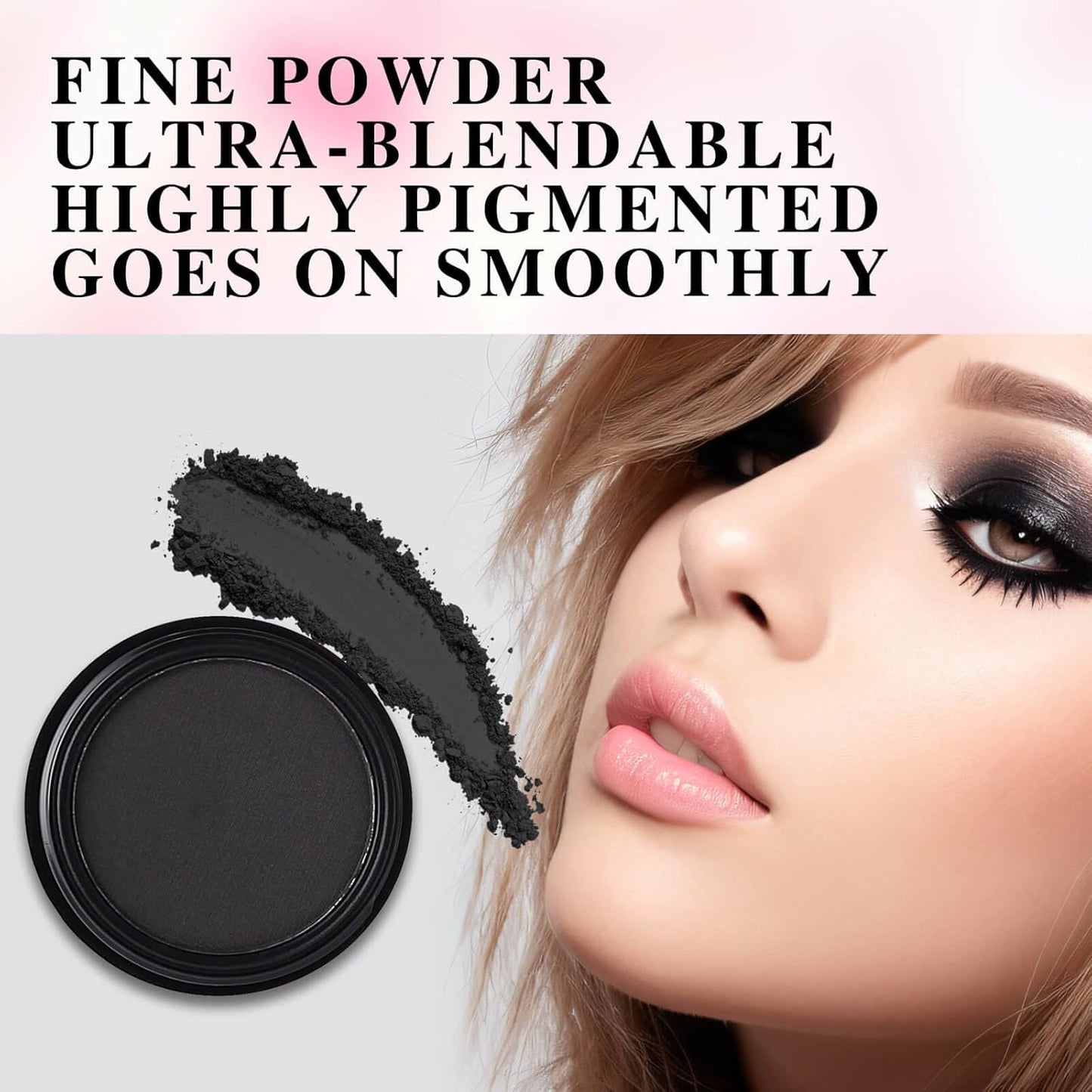 MEICOLY Black Single Eyeshadow for Elphaba Makeup,Pressed Powder Matte Eye shadow,Ash Eye Black Special Effects Powder,Opaque Vegan Cruelty Free Eyeshadow for Halloween Goth Gothic Skull Makeup