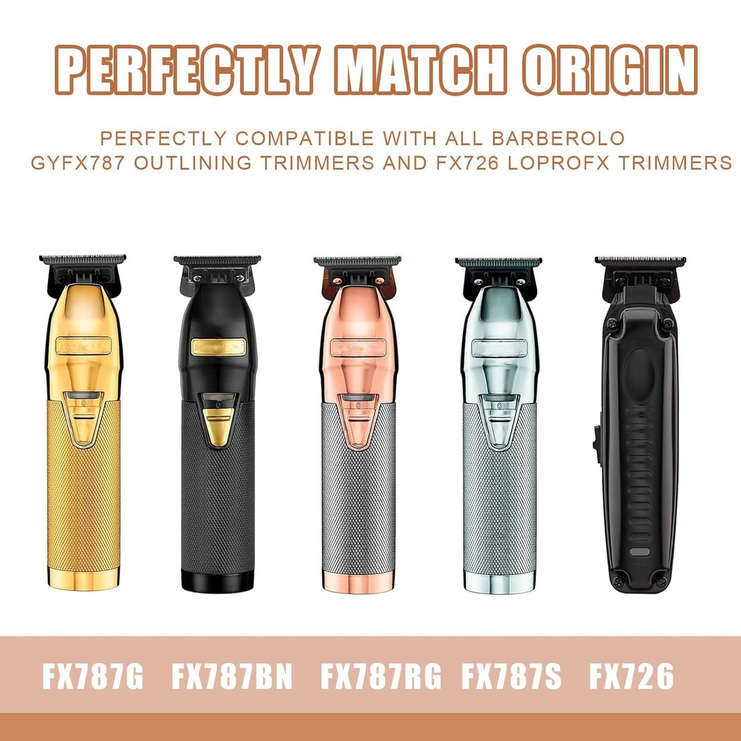 FX707Z Replacement Blades Compatible with BaBylissPRO FX787 & FX726 Trimmers, for Outlining Hair Trimmers (FX787) - rose gold