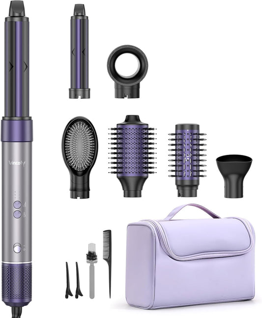 Hair Dryer Brush Blow Dryer, 7-in-1 Hot Air Brush Styler – Fast Drying, Curling, Straightening & Volumizing – 1200W High-Speed Motor 110,000 RPM – All Hair Types – Travel Bag Included