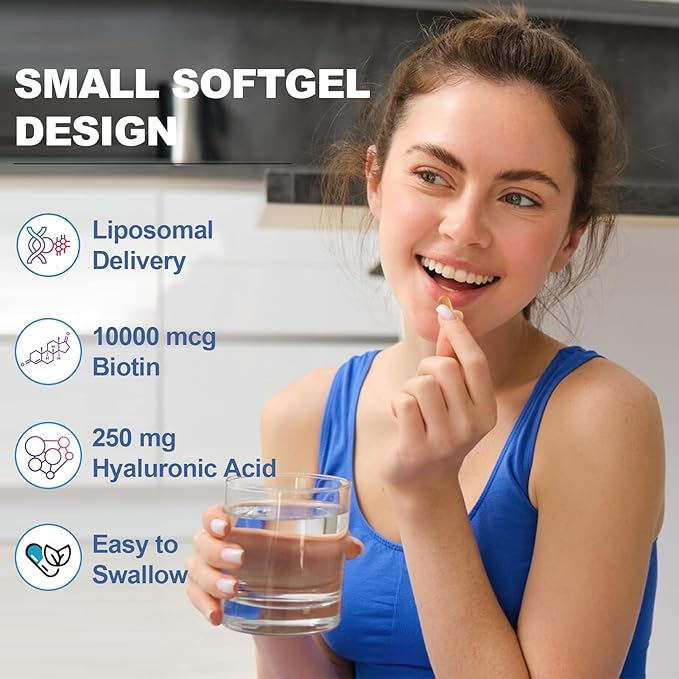 SCOLA Hyaluronic Acid- Hydration with 250 mg Hyaluronic Acid, and 10000 mcg Biotin - 60 Vegan Capsules