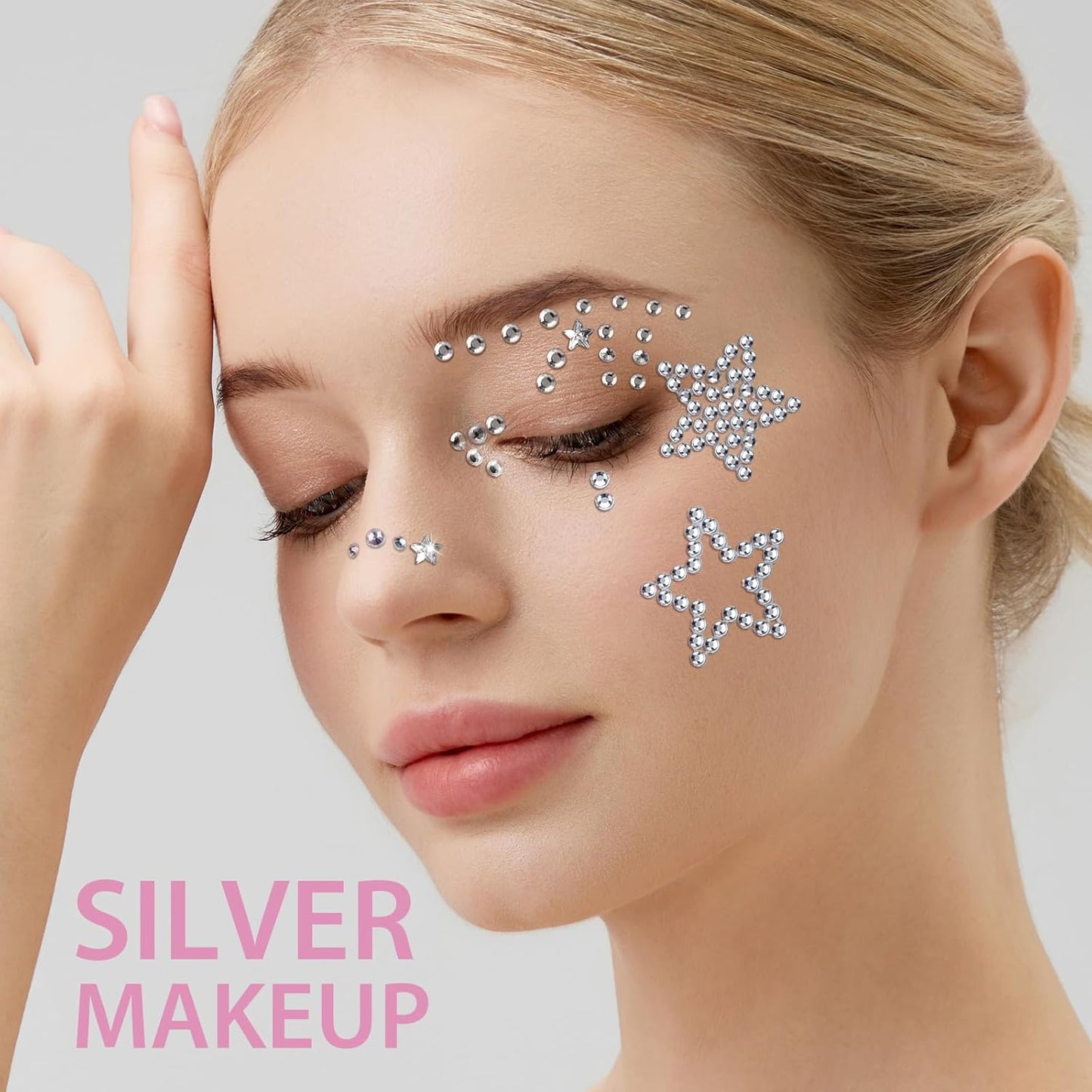 Teenitor Star Face Stickers Star Face Gems For Kids Women, Self Adhesive Face Rhinestones Hair Gems for Face, Body, Hair Makeup, Star Accessories Face Jewels For Women Kids