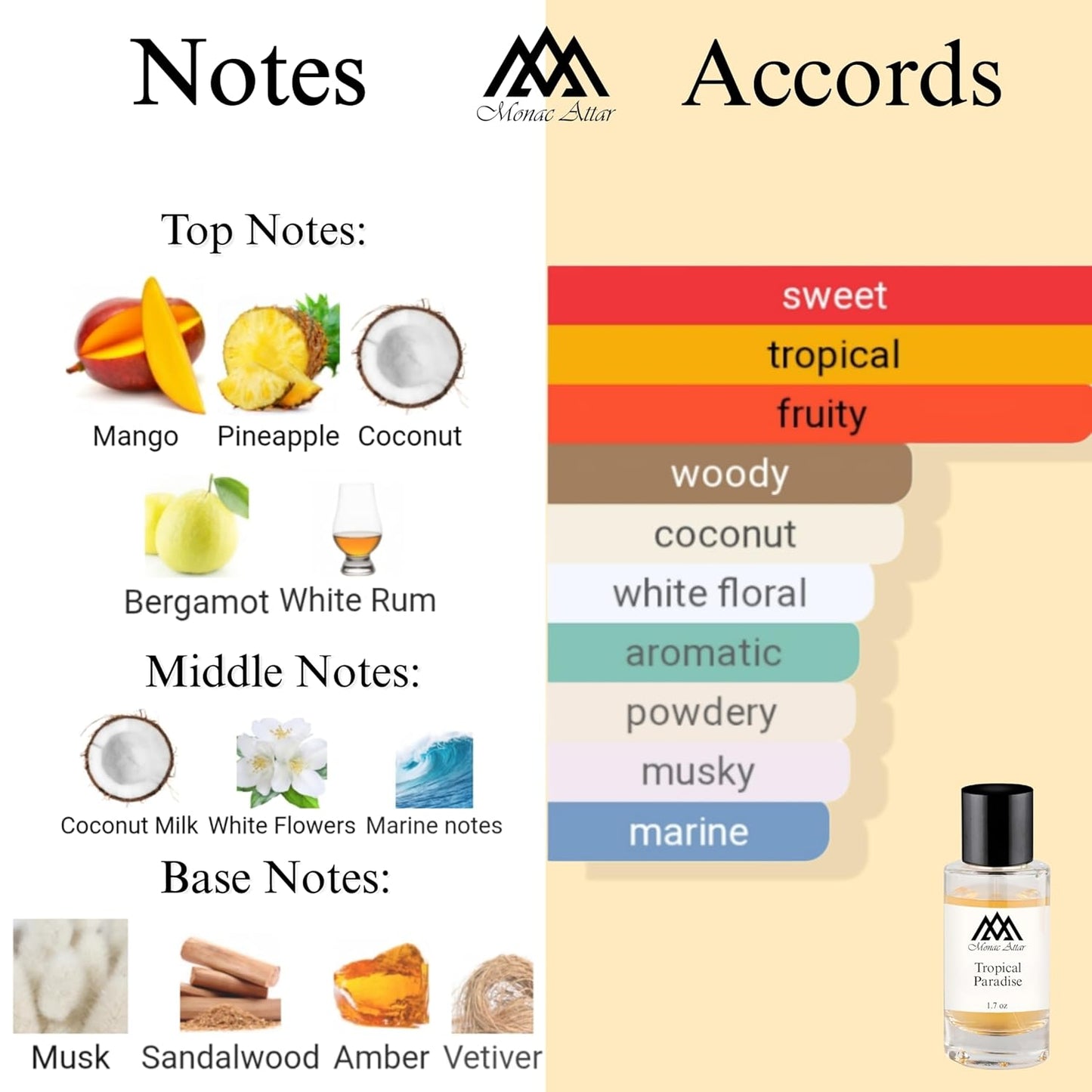 Monac Tropical Paradise Inspired by Summer Hammer, Eau De Parfum, 1.7oz/50ml, Unisex, Long Lasting Fragrance, Luxury Made Affordable