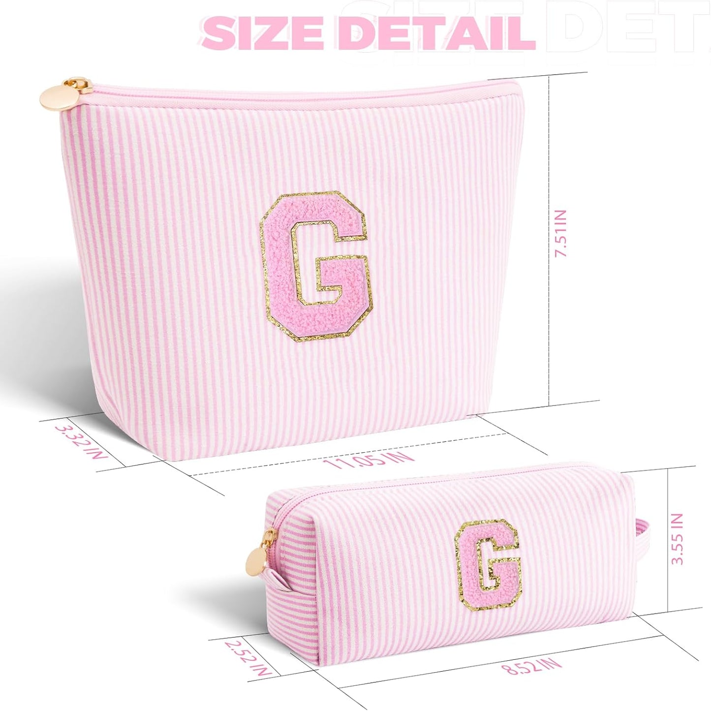 Personalized Makeup Bag for Women Girls - Fashion Cosmetic Bag Trendy Travel Toiletry Bag with Initials Letter - Teen Gifts - Pink,G