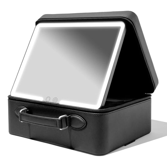 Vanity Planet Baia Black LED Lighted Travel Makeup Bag With Customized Storage