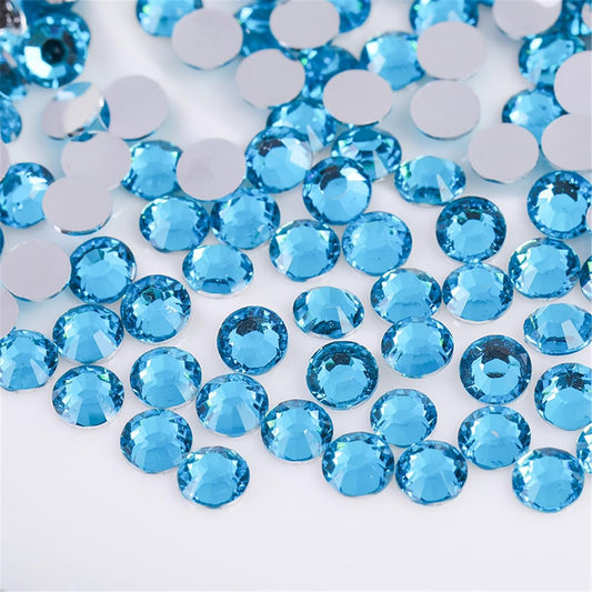 1500 Pieces SS16 4mm Flatback Rhinestones Clear Glass Round Gems Crystals for Nail Art DIY Crafts Clothes Shoes Bags （Aqua Blue）