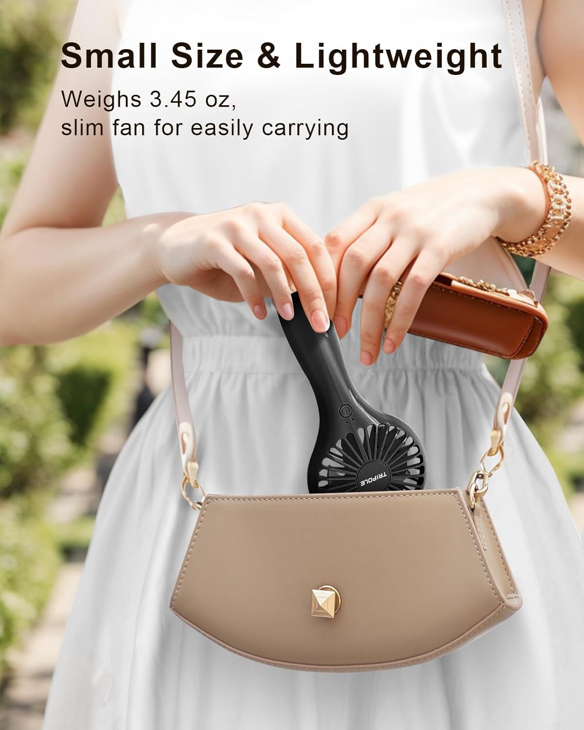 TriPole Handheld Mini Fan Battery Operated Small Personal Portable Fans Speed Adjustable USB Rechargeable Fan for Kids Girls Women Men Home Office Indoor Outdoor Travelling, Black