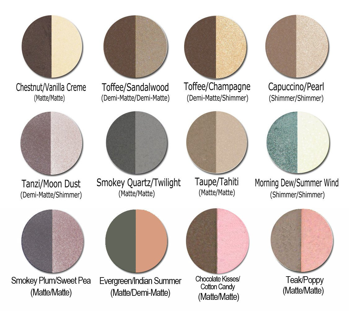 Lauren Brooke Cosmetiques Pressed Eyeshadow Duo, Natural, Organic Makeup (Taupe/Tahiti)