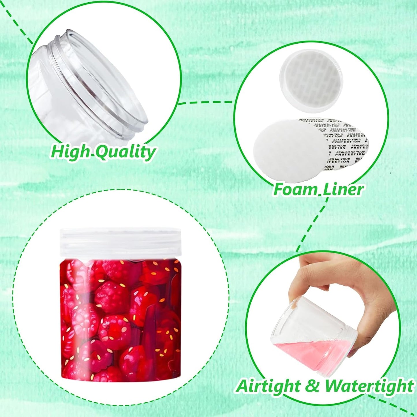 20Pack 4oz Clear Plastic Slime Containers with Lids,Round Refillable Travel Storage Sealed Jars Wide Mouth Container for Candy,Makeup,Cosmetics,Lotions,Eye Shadow,Cream,Butters