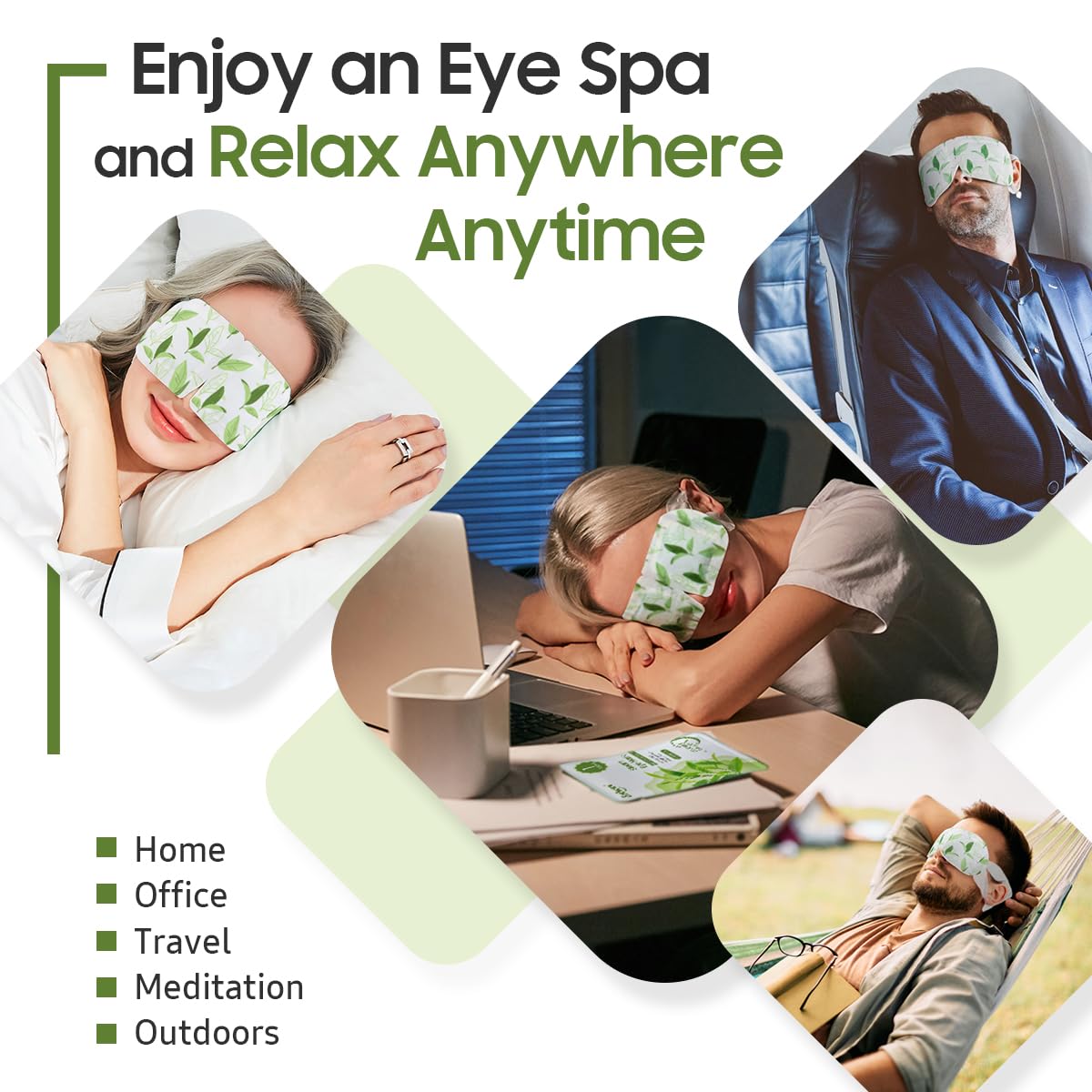 30Packs Steam Eye Mask, Heated Eye Mask Warm Compress for Eyes, Self Heating Warm Eye Masks Disposable Steam Mask for Home Sleep, Spa, Travel Essentials & Relaxation Gifts (Green Tea)