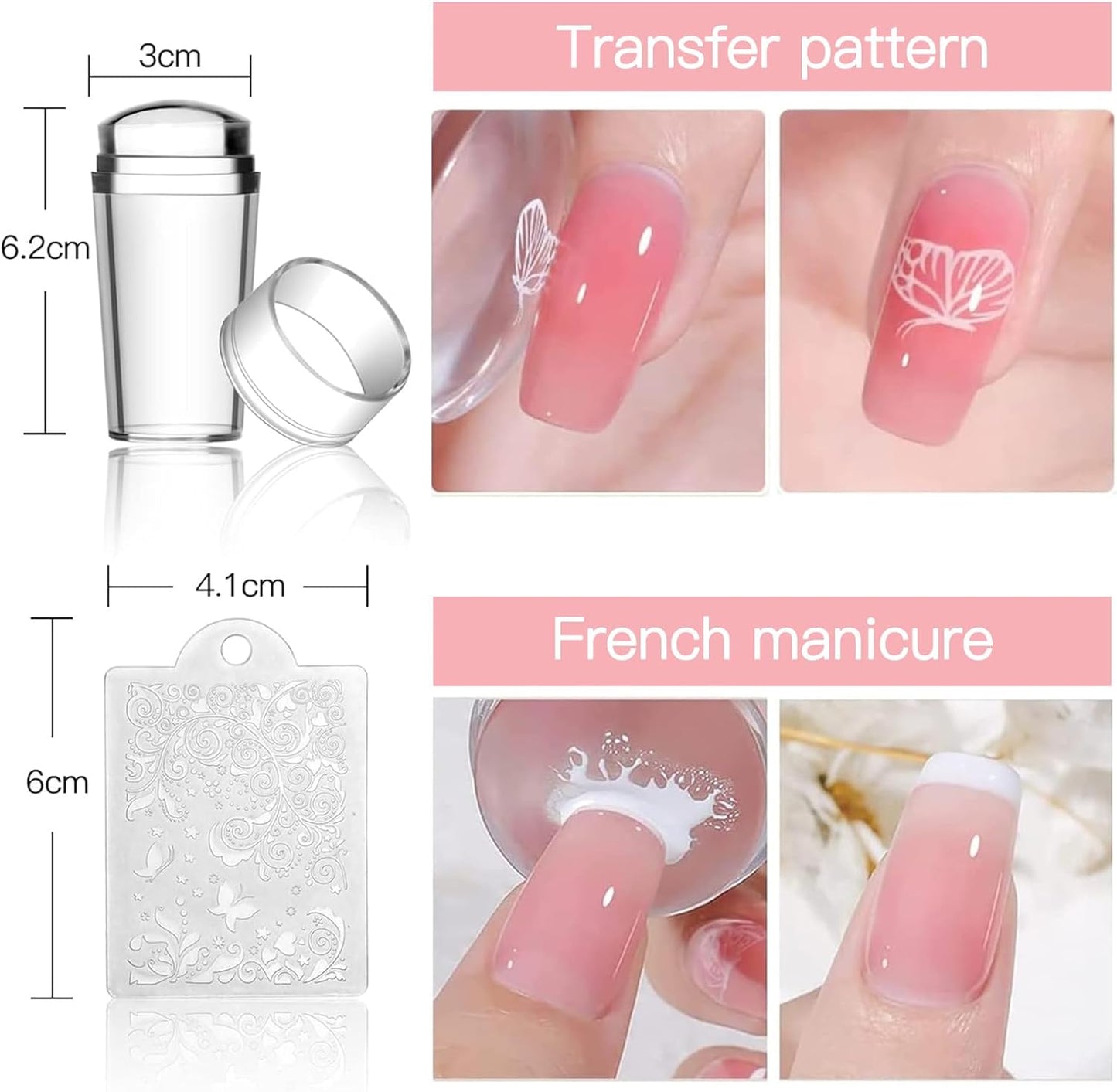Biutee Nail Stamping Plates Set with 8 Colors Nail Stamping Polish Gel & Stamper - Winter Snowflake Santa Xmas Nail Art Set, Holiday Gift for Women & DIY Nails