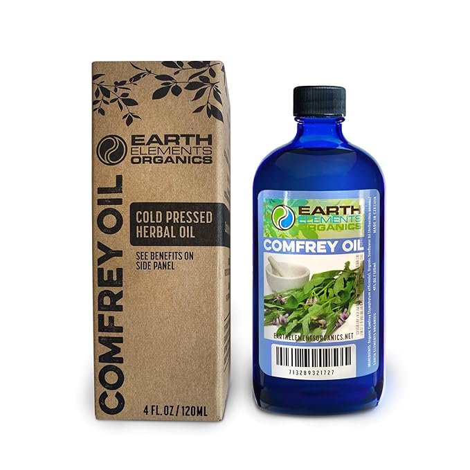 Organic Comfrey Oil Raw, Infused, Pressed Herbal, Comfrey Leaf, Sunflower Seed 4 fl.oz.