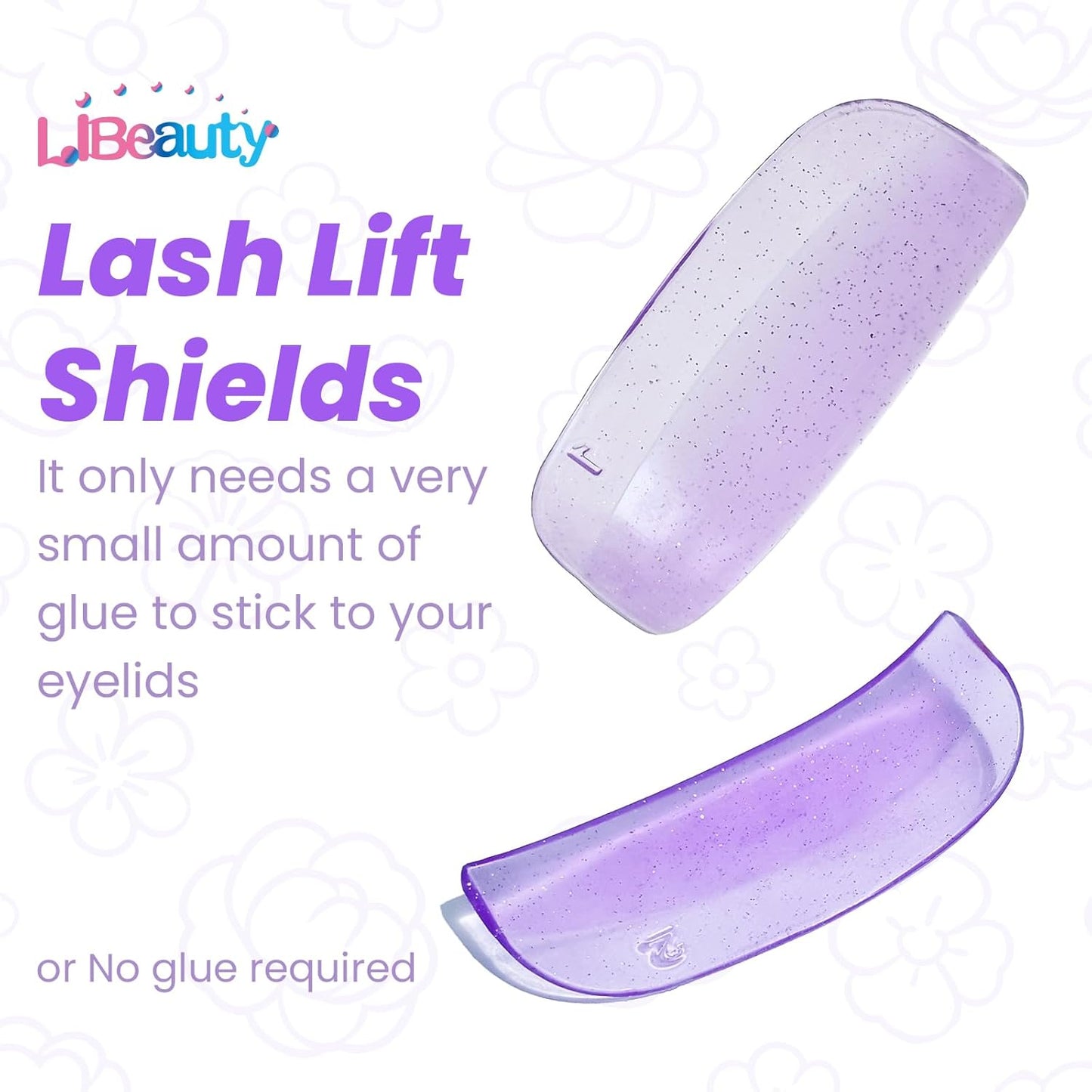 Libeauty Lash Lift Rods, 2 Sizes Eyelash Shields for Lash Perm, Reusable Soft Silicone Pads for Eyelash Curling & Lifting, Purple