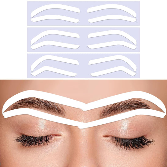 60 Pairs Eye Brow Stencils for Women, 3 Style Disposable 3-Style Eyebrow Stencils for Shaping, Adhesive Templates for Shaping Tinting Airbrush Makeup