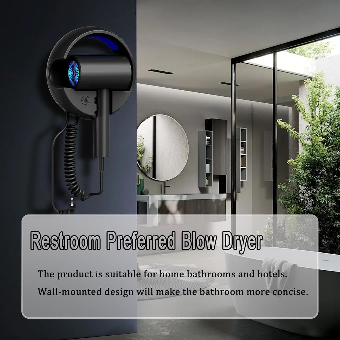 110V Hotel Wall Mounted Hair Dryer for Bathroom（with Night Light） Professional Styling HairDryer for Salon【Blue Light Negative Ions】 Fast Drying Restroom Blow Dryer，Matte Texture - Roland Purple