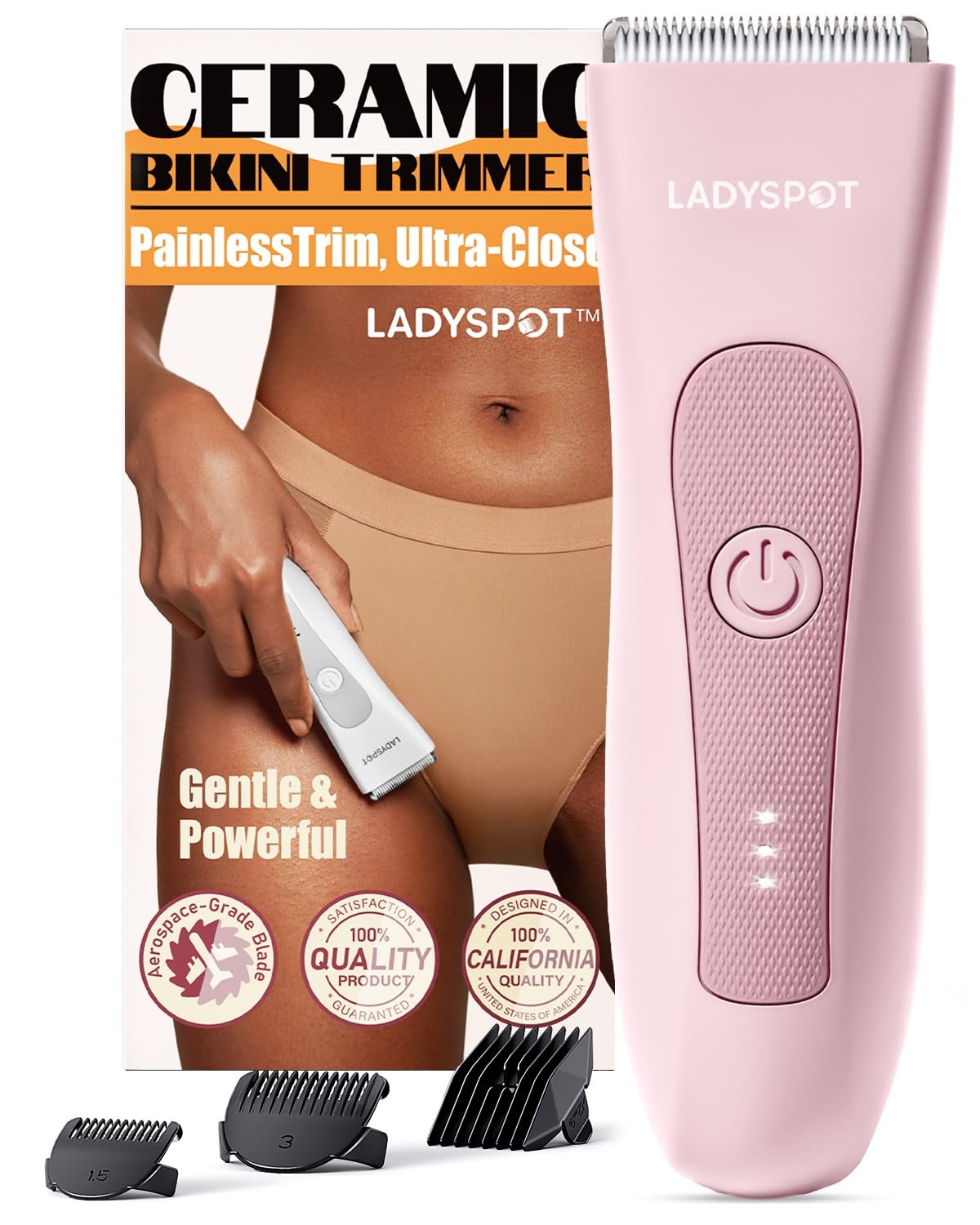 MANSPOT LADYSPOT™ Hair Finishing Trimmers, with 3 Guard and Replaceable Ceramic Blade Heads, LADYSPOT™ Hair Shaver Kit Sets (Women-Pink-Version)