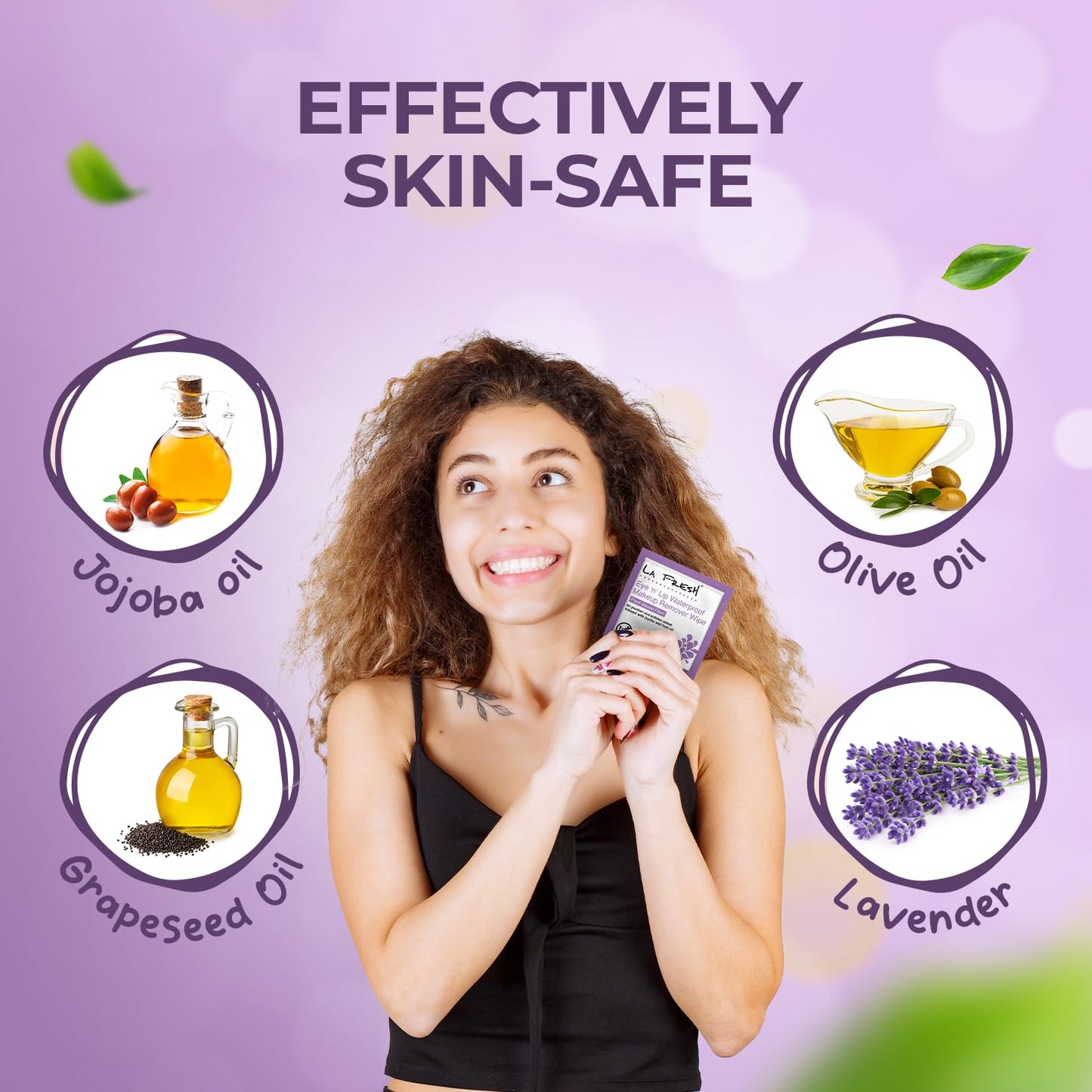 LA Fresh Eye 'N’ Lip Makeup Remover Wipes Case of 200 Wipes Made With Vitamin E, Olive Oil, Jojoba To Leave Skin Soft And Smooth Convenient Size For Purse, Gym Bag, Nightstand, Car