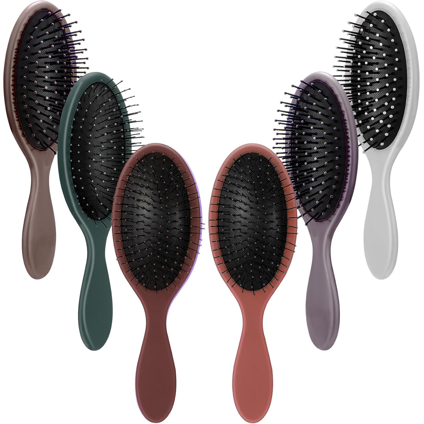 Nuenen 6 Pcs Wet Detangler Hair Brush Travel Dry Hair Brushes Detangling Hairbrush with Soft Bristles for Women Men Girls Boys (Elegent Color)