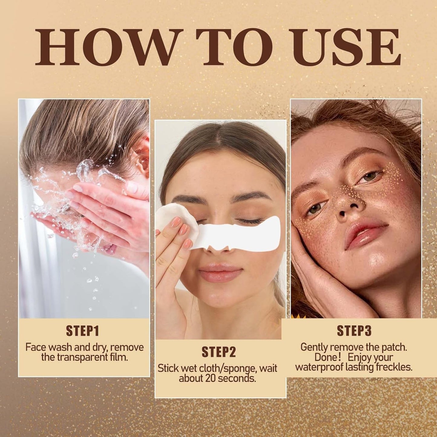 10 Pcs Glitter Freckles Face Tattoo Rose Gold, Face Glitter Makeup Patches, Waterproof Sparkle Freckles Tattoo Fairy Makeup Accessories For Women (Rose Gold)