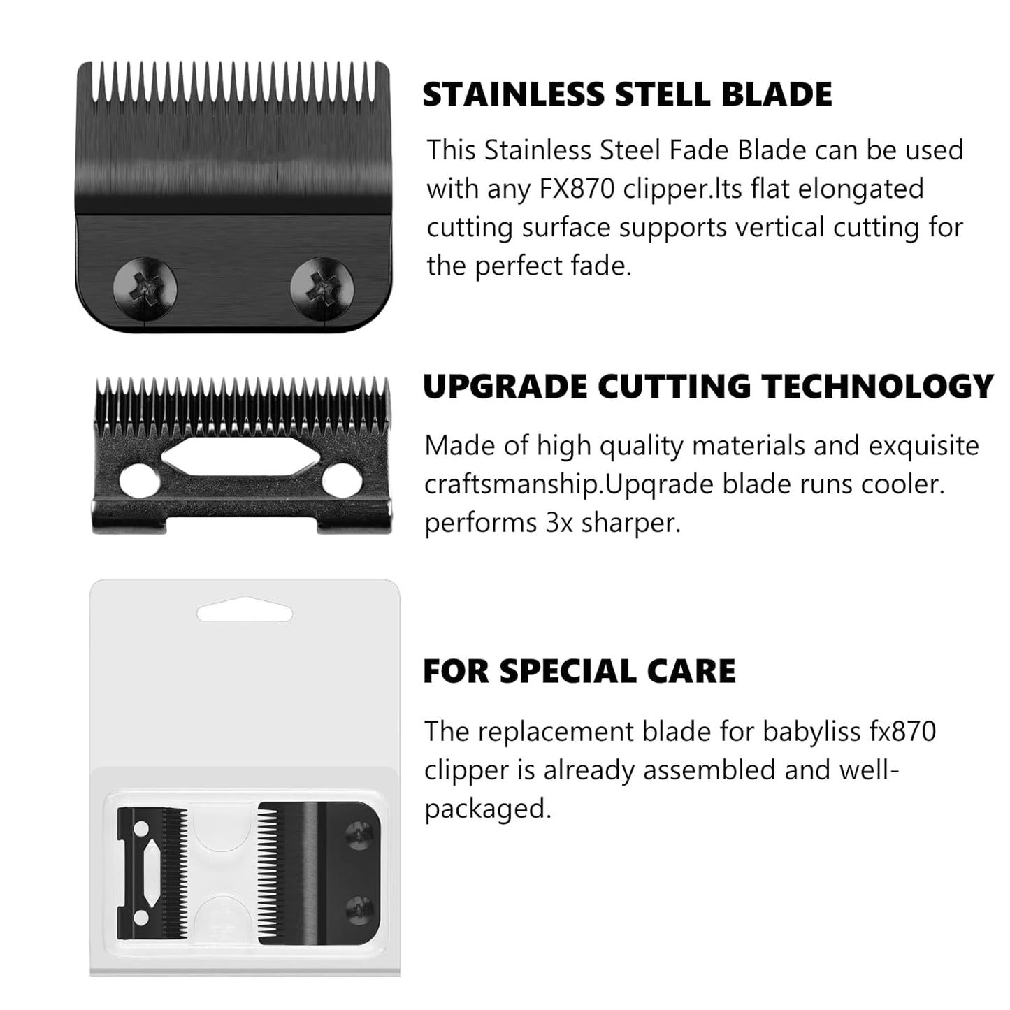 Replacement DLC Blade Compatible with BaBylissPRO FX870 Series and FX825 Outlining Hair LoPROFX Trimmers FX880, Black