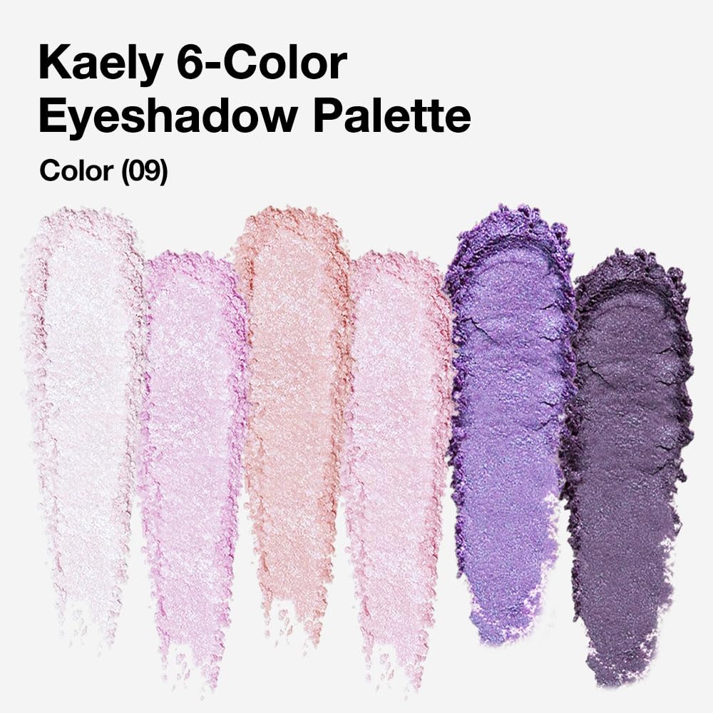 6 Colors Mini Purple Eye Shadow Palette Makeup for Older Women, Neutral Matte Shimmer Eyeshadow Palette Highly Pigmented Waterproof, paleta de sombras de ojos, Vegan & Cruelty-free, 09