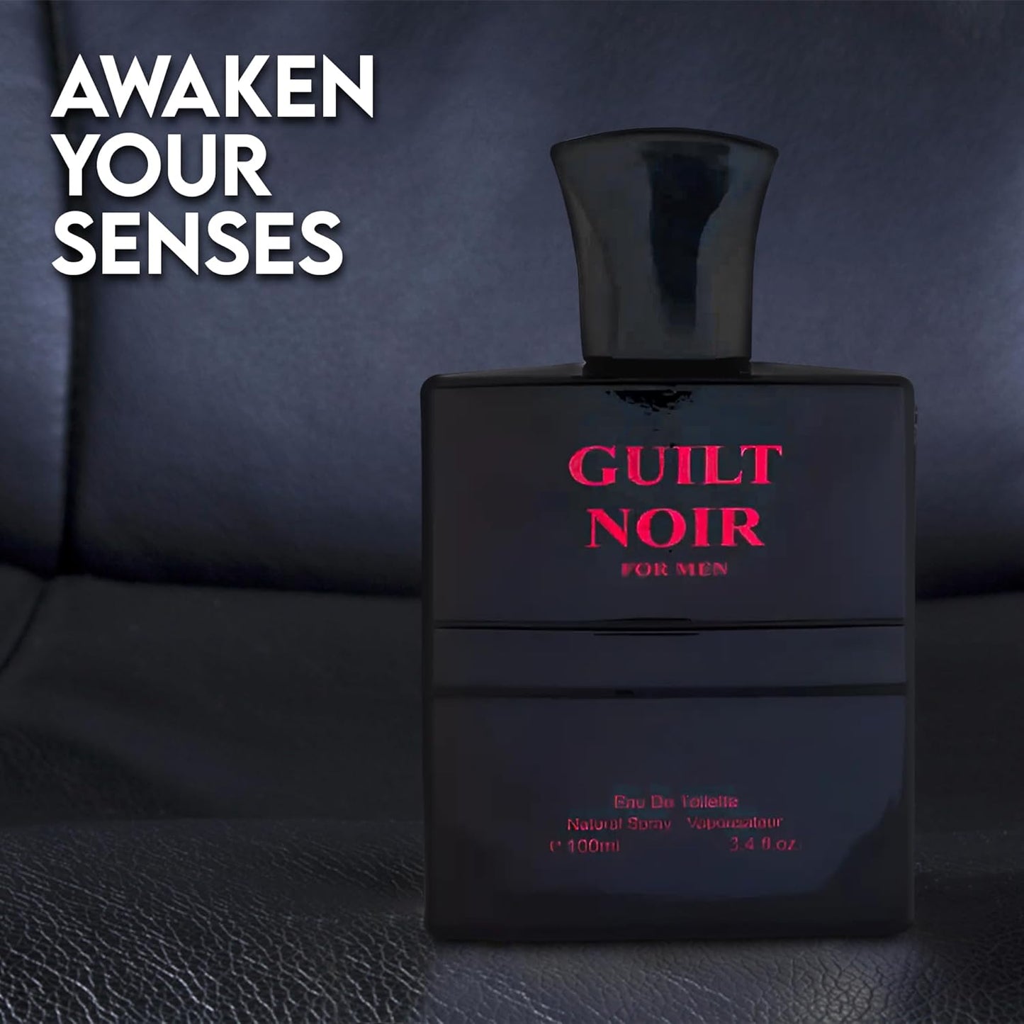 Guilt Noir Black For Men Sensual Woody Fragrance for Men | Long Lasting Cologne Aromatic Scent, Eau de Parfum Natural Spray - Great Holiday Gift, 3.4 Fl Oz/100 Ml