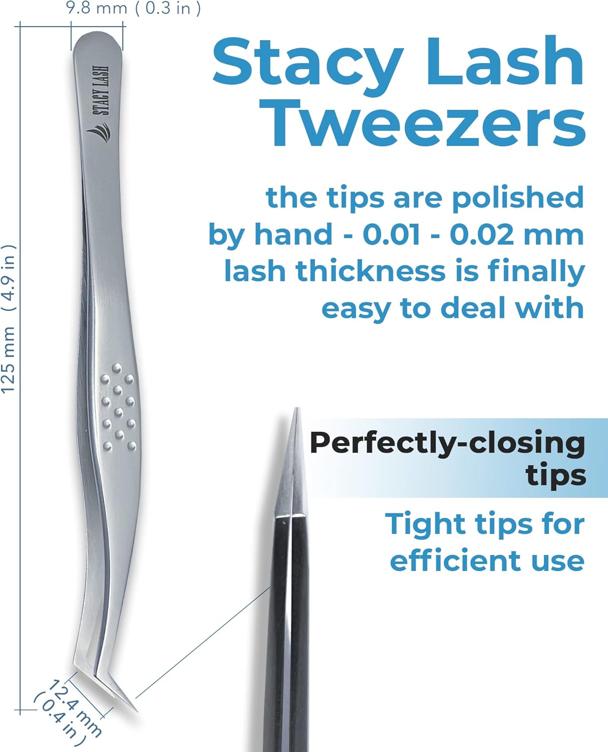 Stacy Lash STL-14 Curved Eyelash Extension Tweezers/Supplies for Classic Extensions & Volume Premade Fans/Precision Tools for False Lashes Application/Eyelashes Applicator/Beauty Accessories