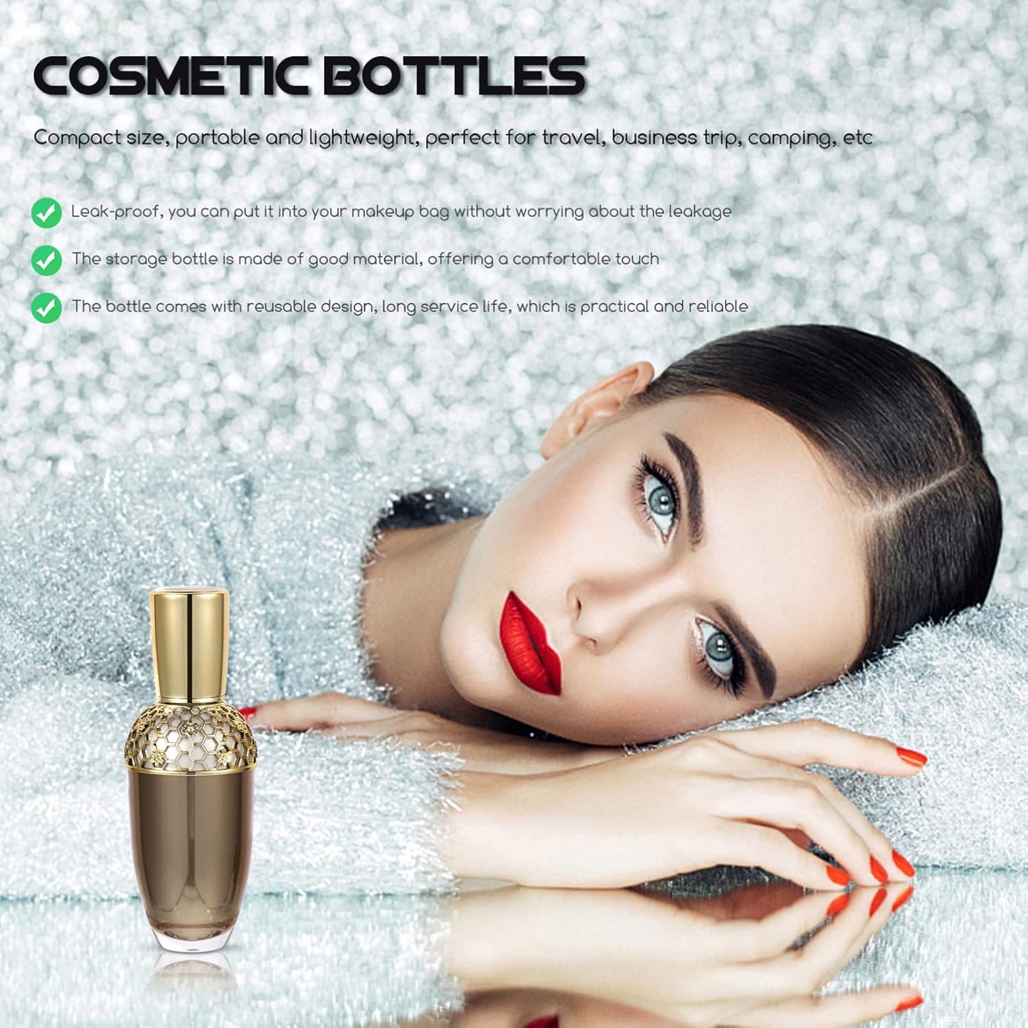 Lotion Bottle Shower Shampoo Container Cream Bottle Leakproof Shampoo Container Press-type Travel Lotion Dispenser Acrylic Make-up Empty Facial