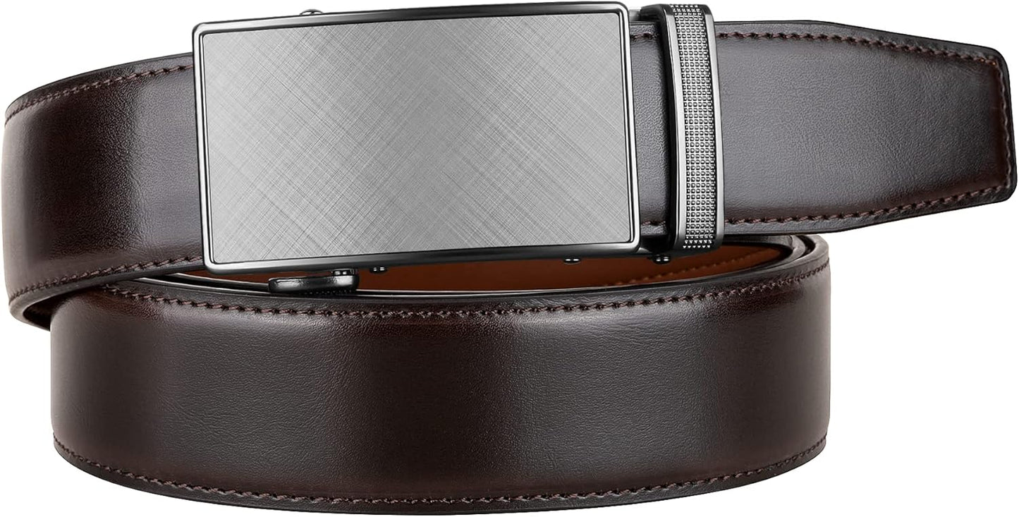 Zitahli Belt Men, Ratchet Belt Dress with 1 3/8" Premium Leather,Slide Belt with Easier Adjustable Automatic Buckle