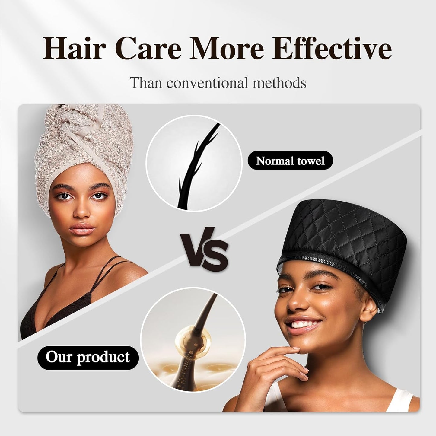 Heat Cap for Deep Conditioning: 10-Level Heats Up Quickly 3 Time Settings Hair Steamer for Natural Hair Home Use Thermal Steam Cap for Black Hair Portable Heating Caps