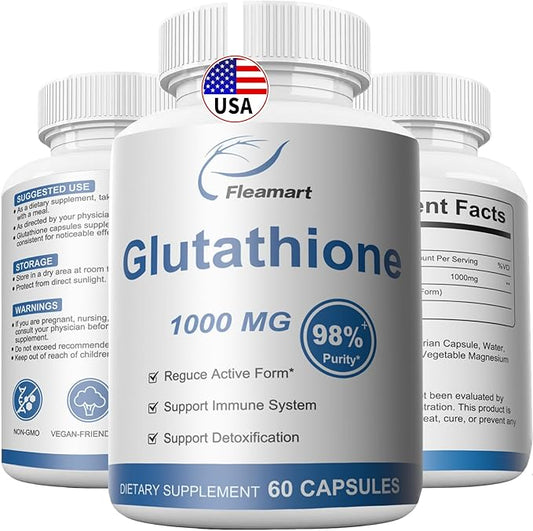 Glutathione Supplement 98%+ Highly Purified and Bioavailable 1000mg Immune 60 Capsules