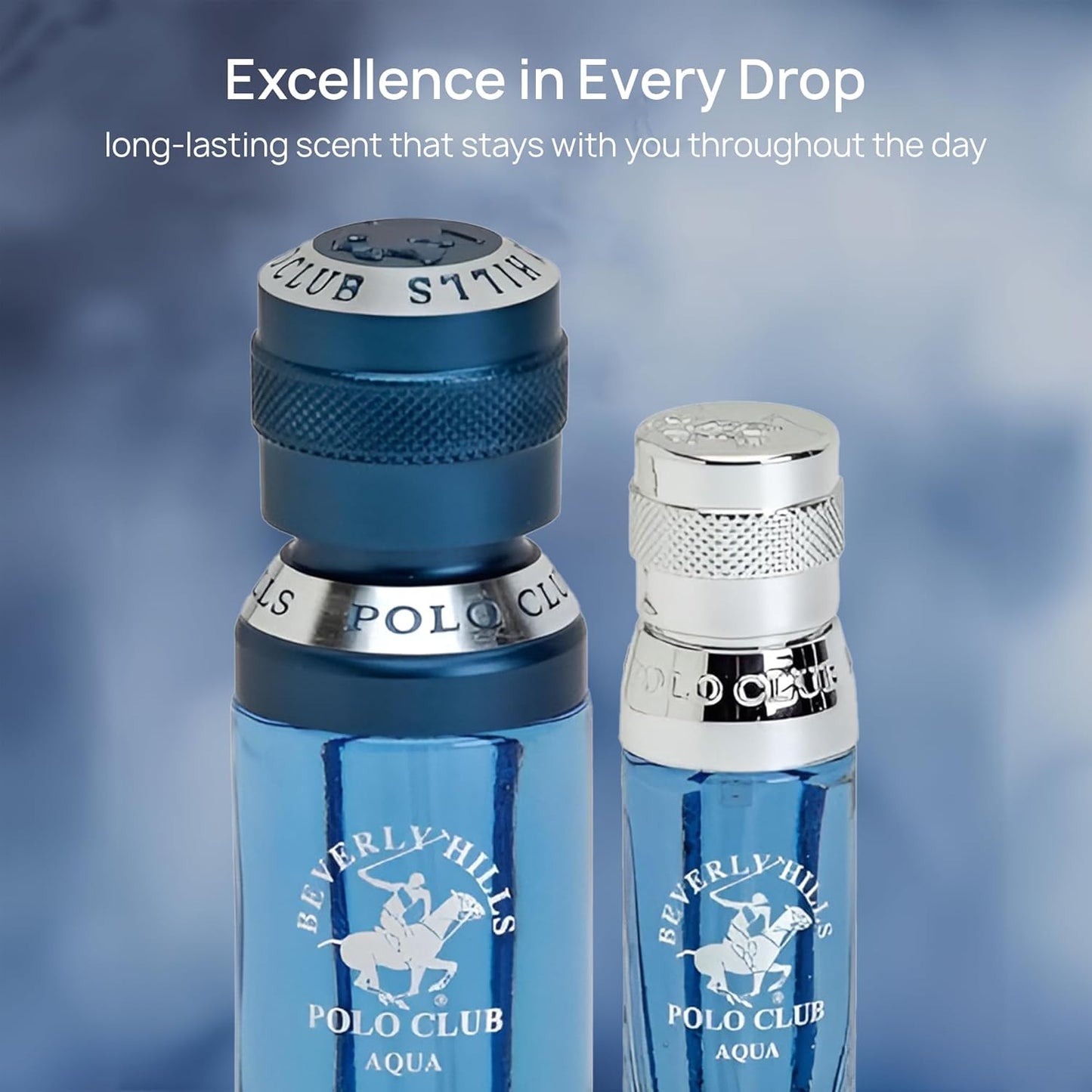 Beverly Hills Polo Club BHPC Men's Eau De Toilette Aqua Bonus Pack - Long-Lasting Fragrance for Him, 2.2 Fl Oz Total (1.7oz + Travel 0.5oz)