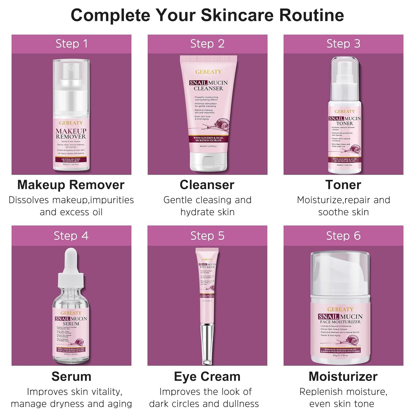 Skincare Gifts Set for Women,Skin Care Set Kit,Hydrating Moisturing Repairing Soothing Snail Mucin Facial Skin Care Routine Kit for Dull Skin & Dry Skin,Travel Skin Care Gift Set Women Teens Mom Wife