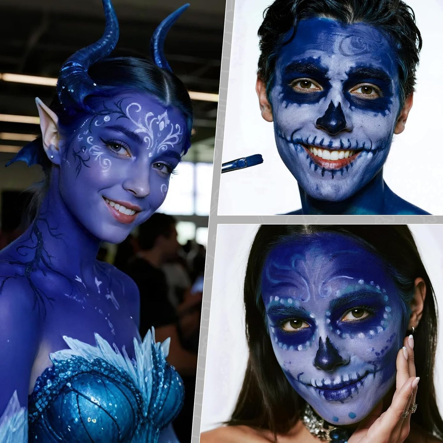 Dark Blue Face Paint, Water Based Facepaint, Non Toxic Dark Blue Body Paint, High Pigment Face Painting for Halloween, Easter, Costume, Themed Parties, Cosplay 1.06 Oz.