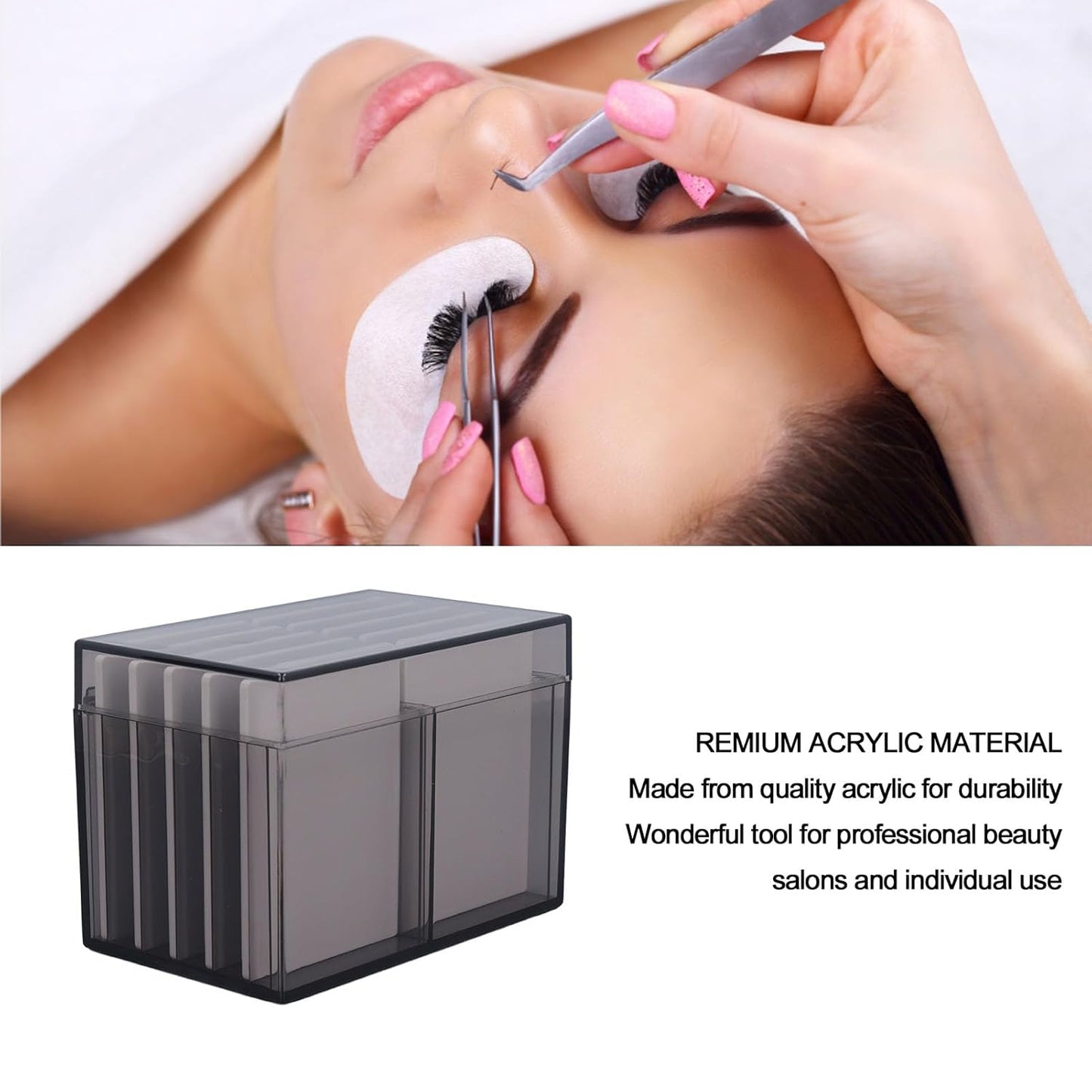 10 Layers Acrylic Eyelash Storage Box, Eyelash Holder Extension Tool with Magnetic Bottom, Makeup Organizer False Eyelashes Glue Pallet Holder, Grafting Eyelash Extension (Tea