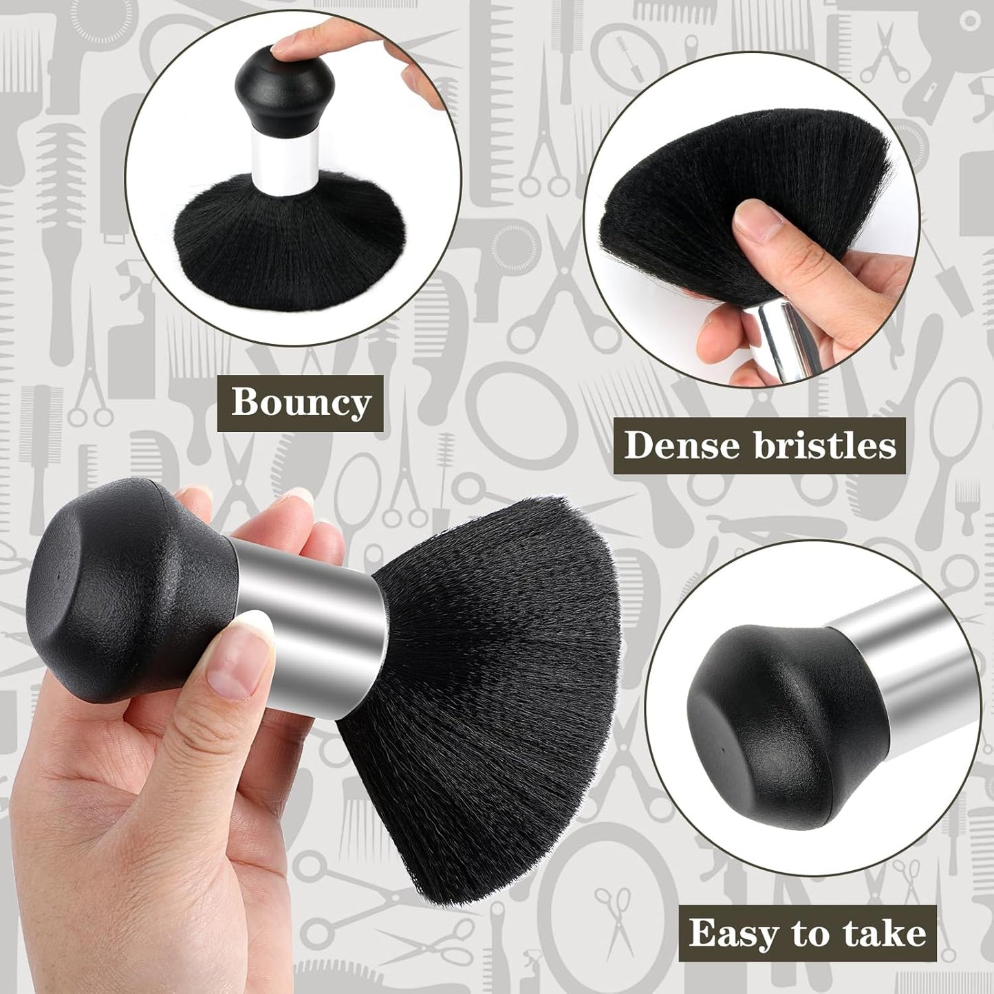 FEBSNOW Professional Hair Cutting Cape with Neck Duster Brush, Salon Barber Cape, Hair Cutting Accessories (Gray)