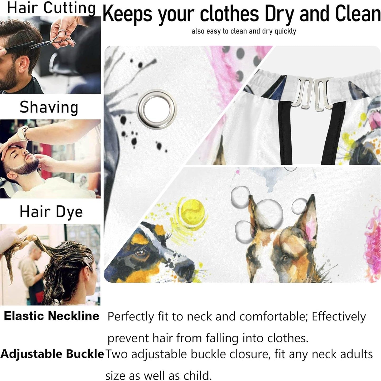 visesunny Barber Cape Dog Polyester Hair Cutting Salon Cape Apron Anti-Static Haircut Water-Resistant Shaving Cloth Beard Shaving Bib Hairdressing Cape