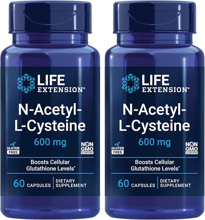 Life Extension N-Acetyl-L-Cysteine (NAC), Immune, Respiratory, 600 mg, 60 Capsules