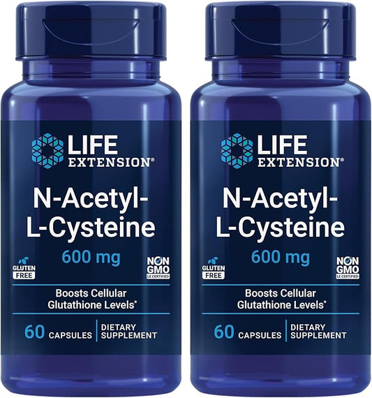 Life Extension N-Acetyl-L-Cysteine (NAC), Immune, Respiratory, 600 mg, 60 Capsules