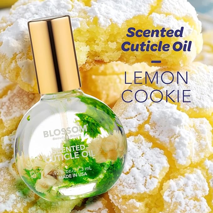 Blossom Cuticle Oil for Nails, Hydrating, Moisturizing, Scented Nail Oil Cuticle Care, Infused with Real Flowers, Made in USA, 0.5 fl. oz, Amazon Exclusive, Lemon Cookie