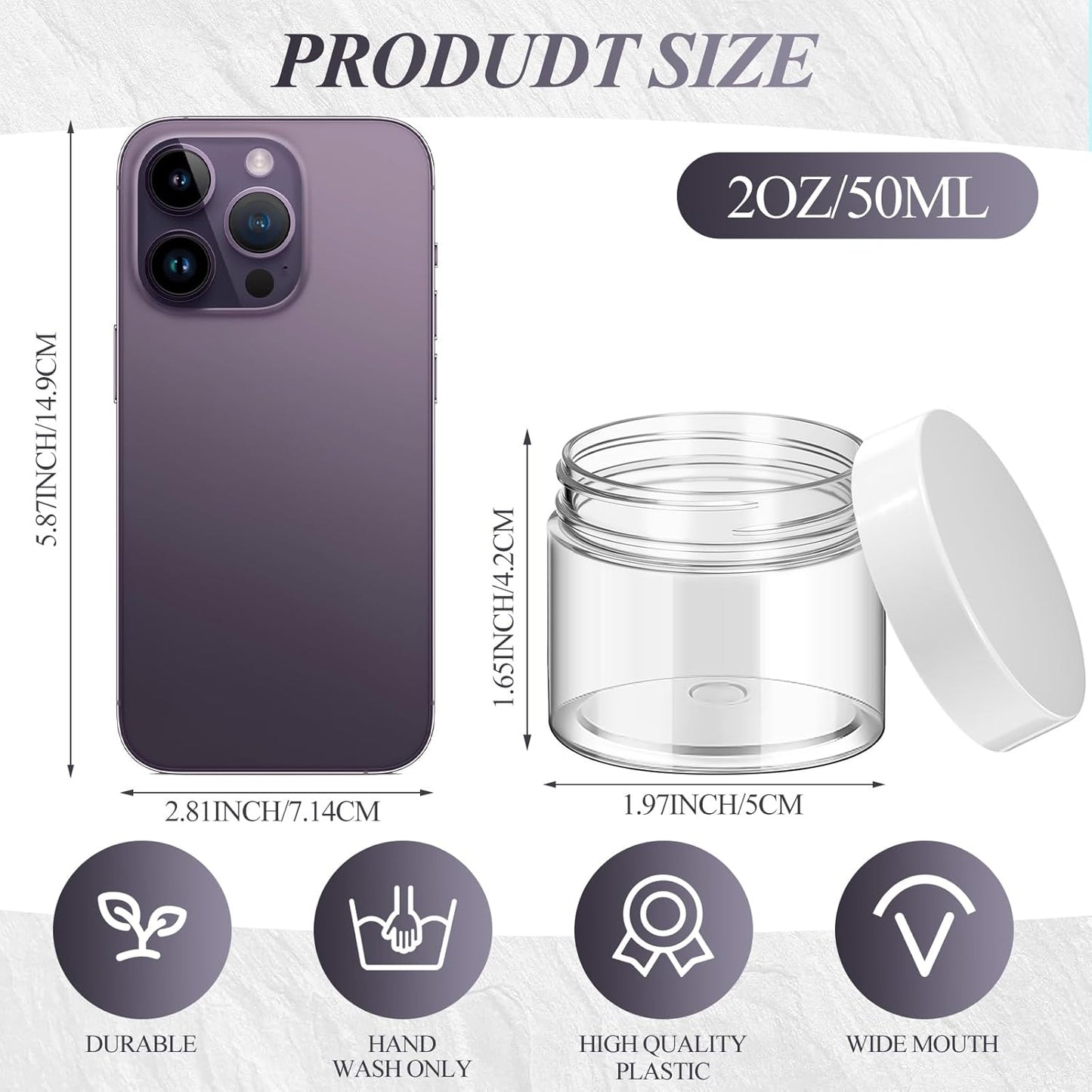 SATINIOR 12 Pack Plastic Container Jars with Lids Round Clear Travel Cosmetic Container Jars for Toiletries, Lotion, Cream, Ointments, Makeup, Rhinestone, Samples, Kitchen Storage(2 oz,White)