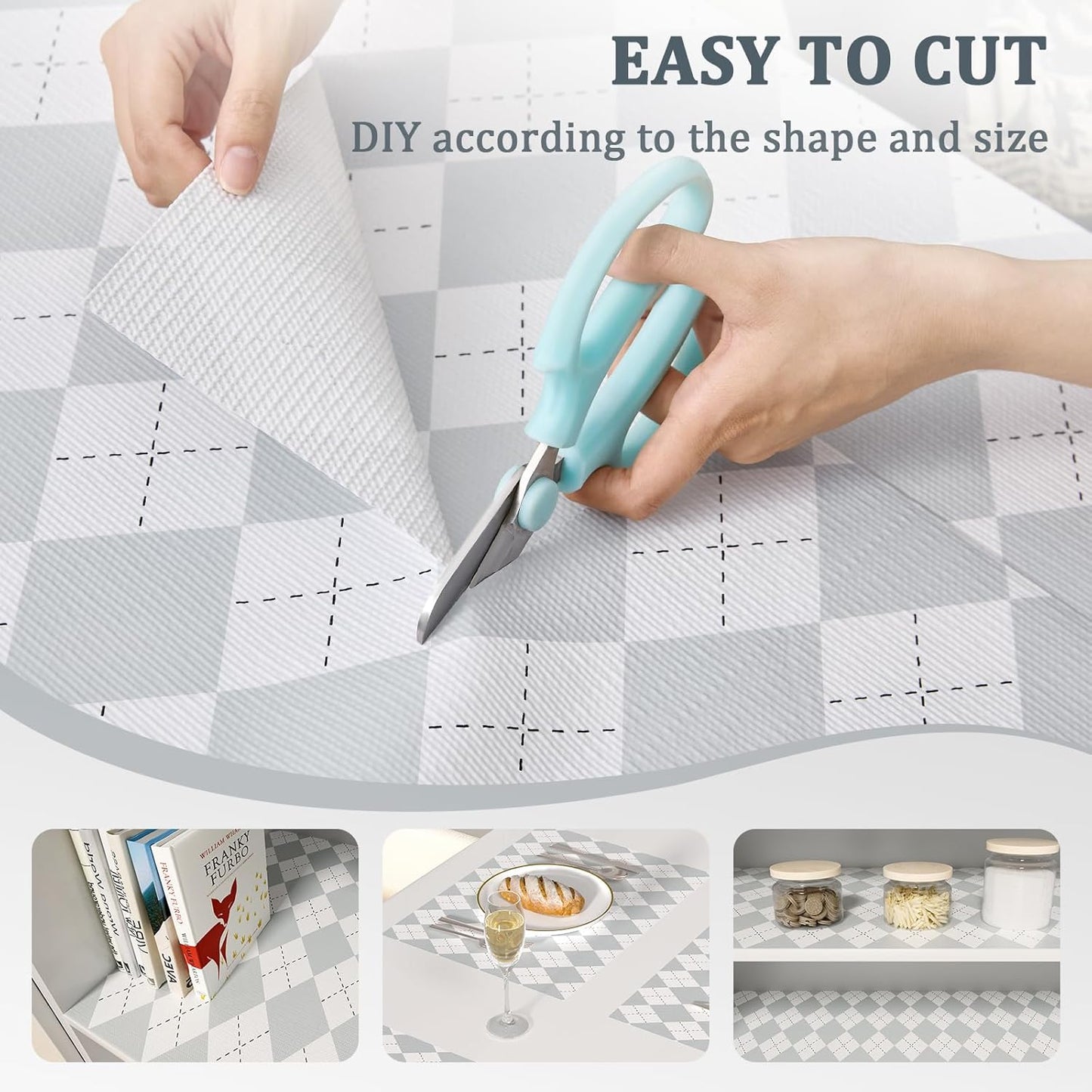 Shelf Liner for Kitchen Cabinets 18" x 360" Non-Adhesive Non-Slip Drawer Liners for Dresser, Waterproof Washable Paper, Durable Protector Mat for Pantry Shelves Cupboards, Light Grey