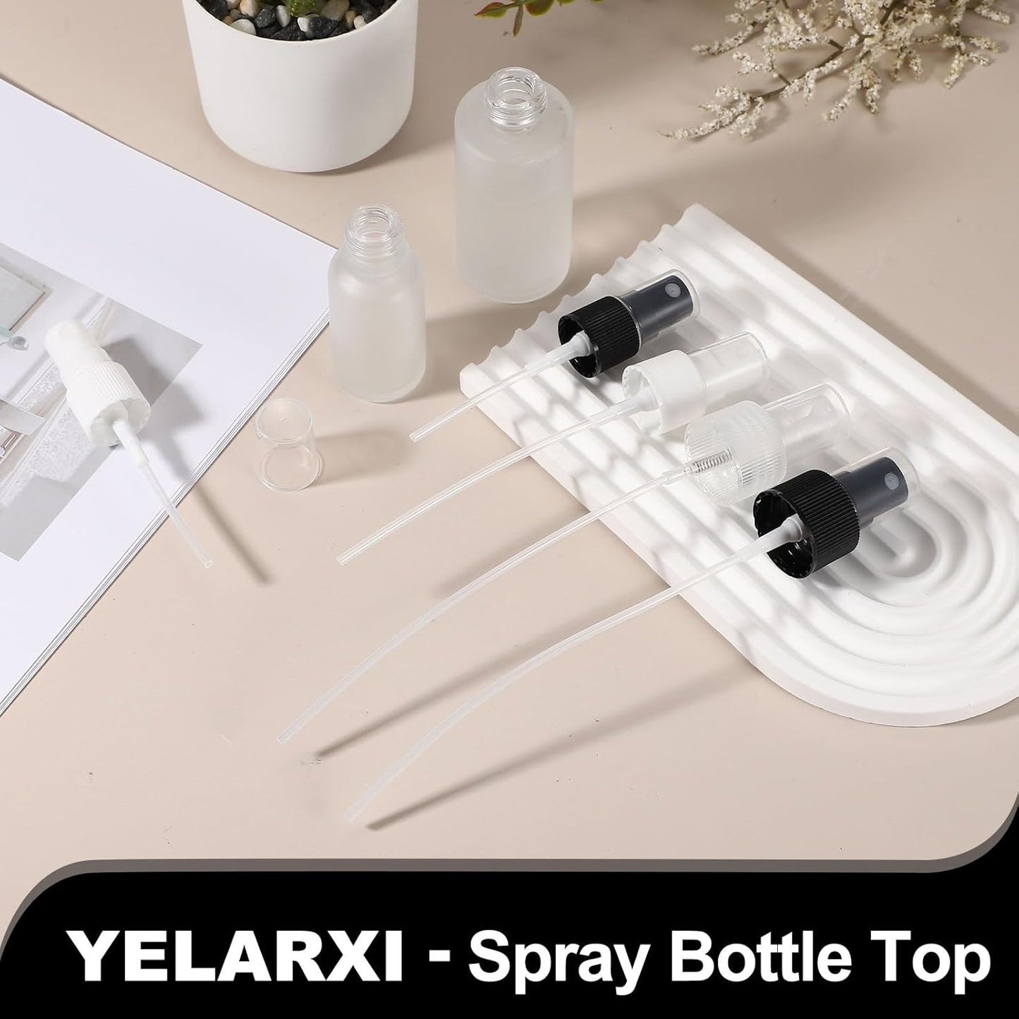 Fine Mist Spray Top, Spray Bottle Top Nozzle Sprayer Reusable Replacement for 24 Caliber Bottles Pump - Fitting For(Essential Oil Bottles/Perfumes/Cleaning Solution) 8 Pcs & Clear