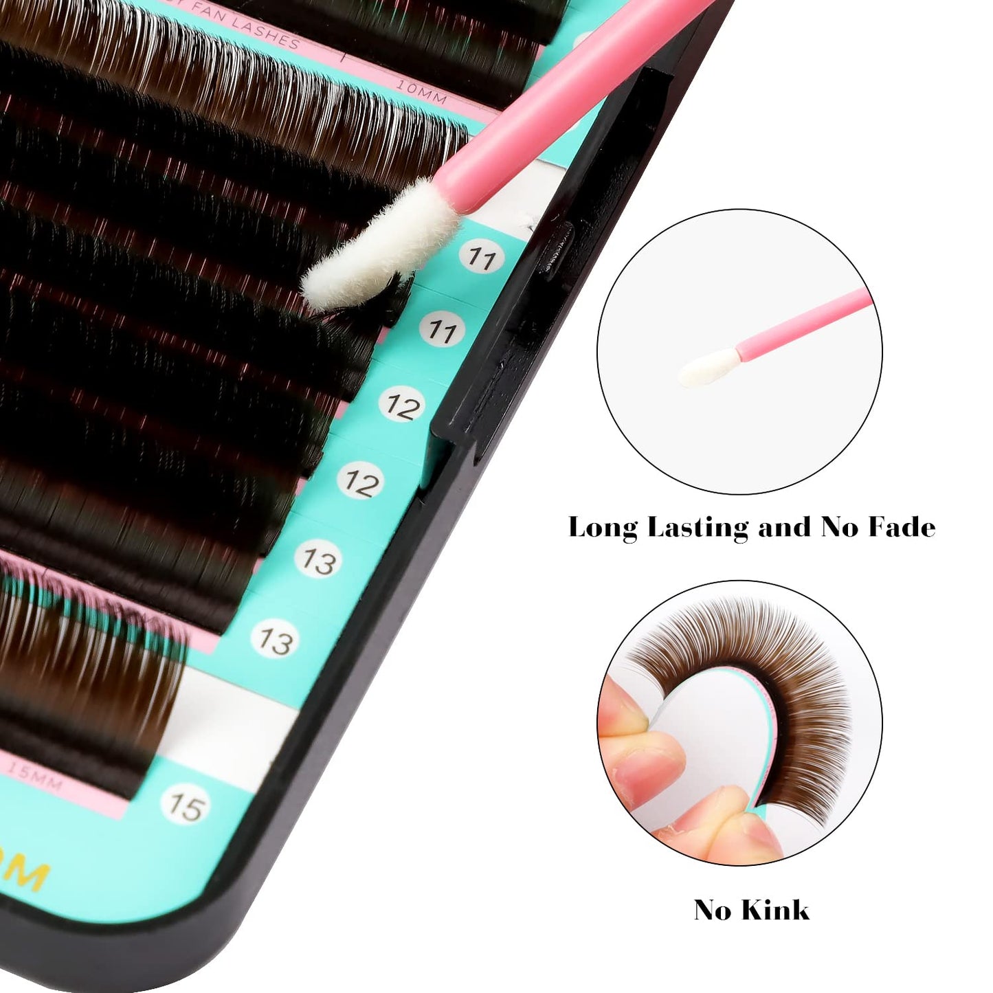 VAVALASH Colored Easy Fan Eyelash Extensions 0.07 D Curl 13-20mm Mixed Lash Tray Brown Self Fanning Lashes Colorful Volume lash extensions（Brown,0.07-D-13-20mm）