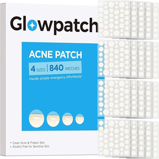Acne Pimple Patch(840 Counts 4 Sizes), Zit Stickers for Face, Hydrocolloid Spot Stickers, Clear Acne Dots for Covering Zits, Blemishes, and Breakouts