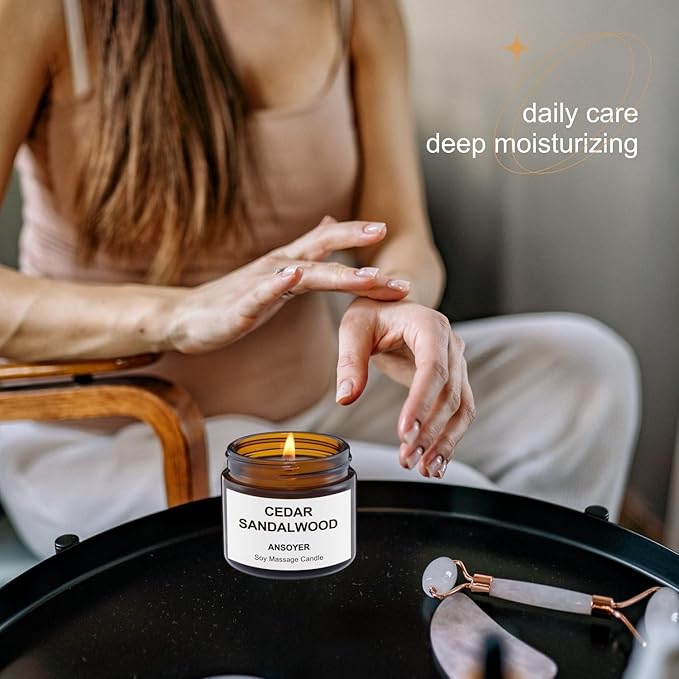 Massage Candle, Soy + Hemp Seed Oil Based - Body Oil & Lotion Candle - Home SPA for Relaxation - 1.77OZ